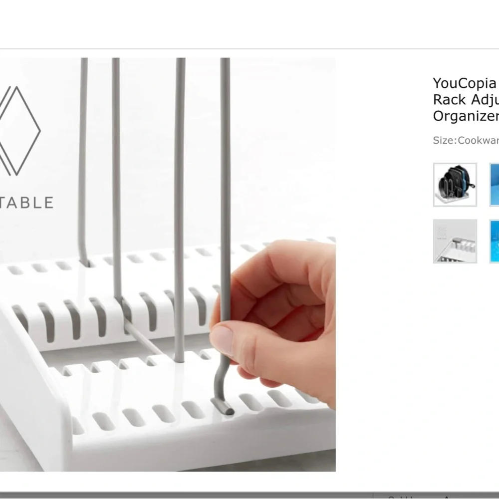 Youcopia storemore cookware rack adjustable pan organizer, white (2-packs)